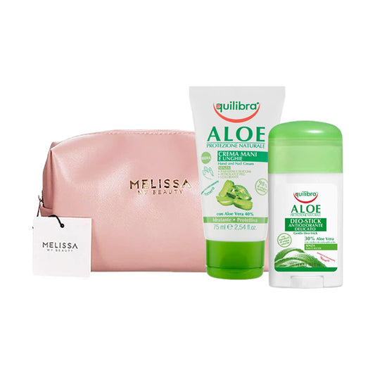 EQUILIBRA Kit Aloe : Crema Mani e Unghie - Deo-Stick + Pochette