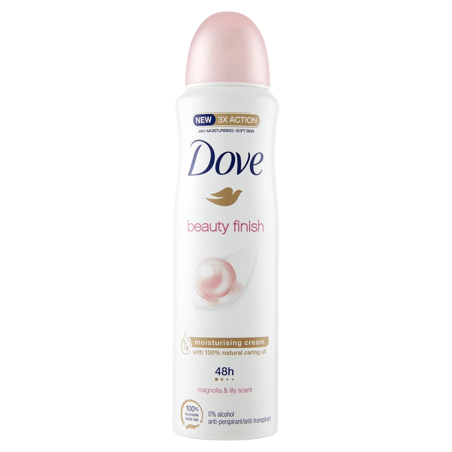 Dove, Deodorante Spray Beauty Finish, con 1/4 Crema Idratante, con Minerali e Vitamina E, Antitraspirante, Senza Alcool, Pelle Asciutta Fino a 48 Ore, Deodorante Uomo e Donna, 6 Pezzi da 150 ml