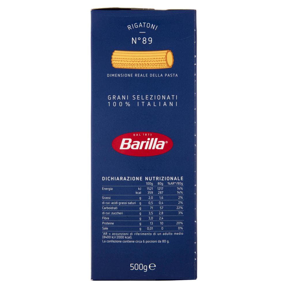 Barilla 20x Rigatoni Pasta No. 89. Italian Pasta 500g