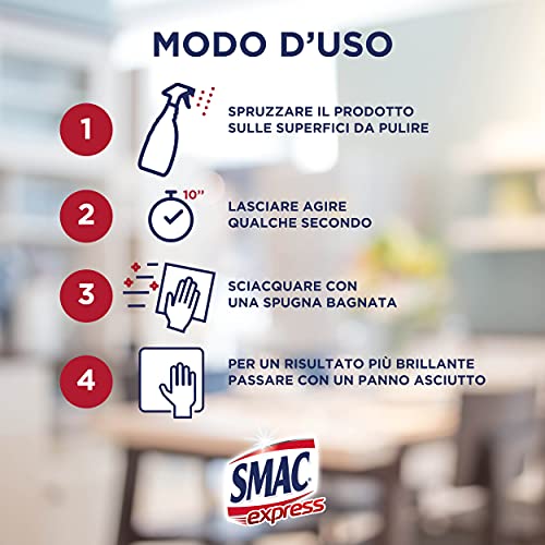 Smac Express Sgrassatore Cucina al Limone, Detergente Spray Multisuperficie con Azione Sgrassante, 650 ml x 12 Pezzi