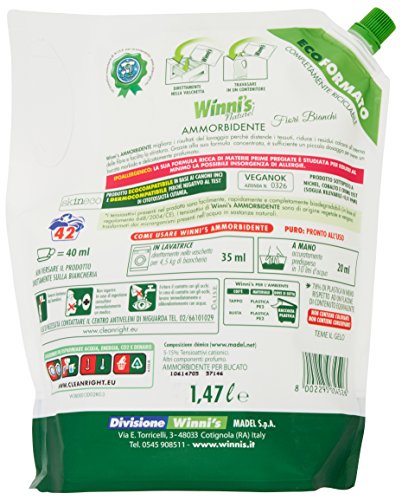 Winni's - Ammorbidente Ipoallergenico, Profumo Fiori Bianchi - 4 buste da 1470 ml [5880 ml]
