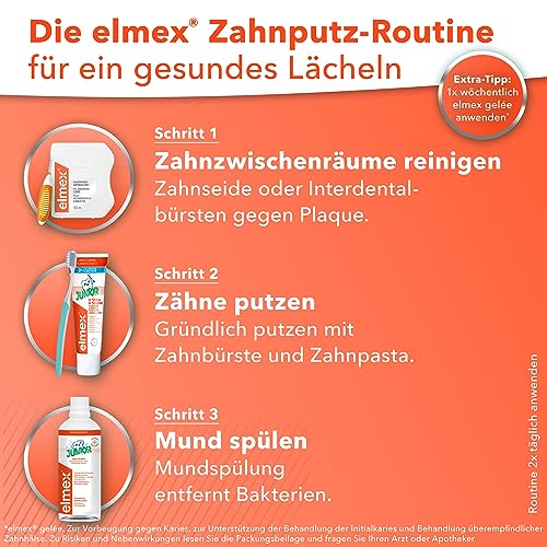 elmex Collutorio Junior 6-12 Anni, 1 Flacone da 400ml I con Fluoruro Amminico I Previene la Sensibilità Dentale e la Carie Radicolare