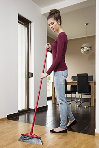 Vileda Classica 2 in 1 Scopa con Manico, Fibre per Polvere e Capelli, Plastica, Rosso/Nero, 32x5.3x78 cm
