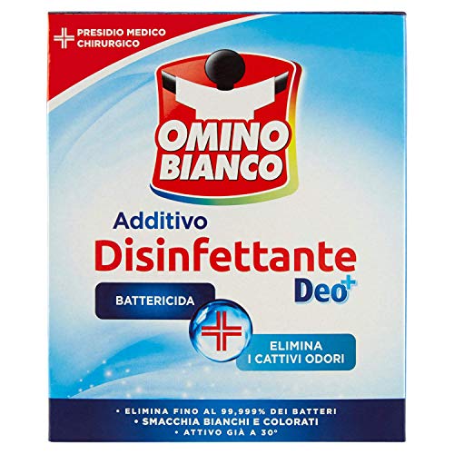 Omino Bianco - Additivo Lavatrice Disinfettante in Polvere per Bucato, Smacchia e Elimina i Cattivi Odori, con Tecnologia Deo+, 450 g