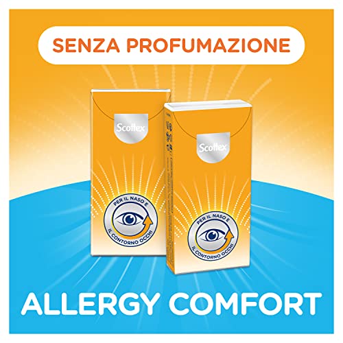 Scottex Fazzoletti di Carta Allergy Comfort, Box Fazzoletti Ultra Delicati, Senza Profumo, Ideali per Pelli Sensibili, 56 Veline