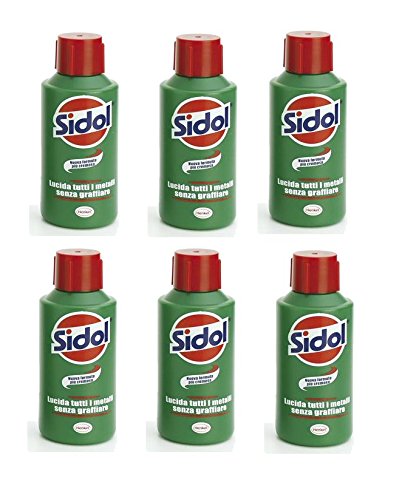 confezioni sidol 75 ml 6 pezzi- lucida metalli - acciaio, rame, cromo, ottone, e argento