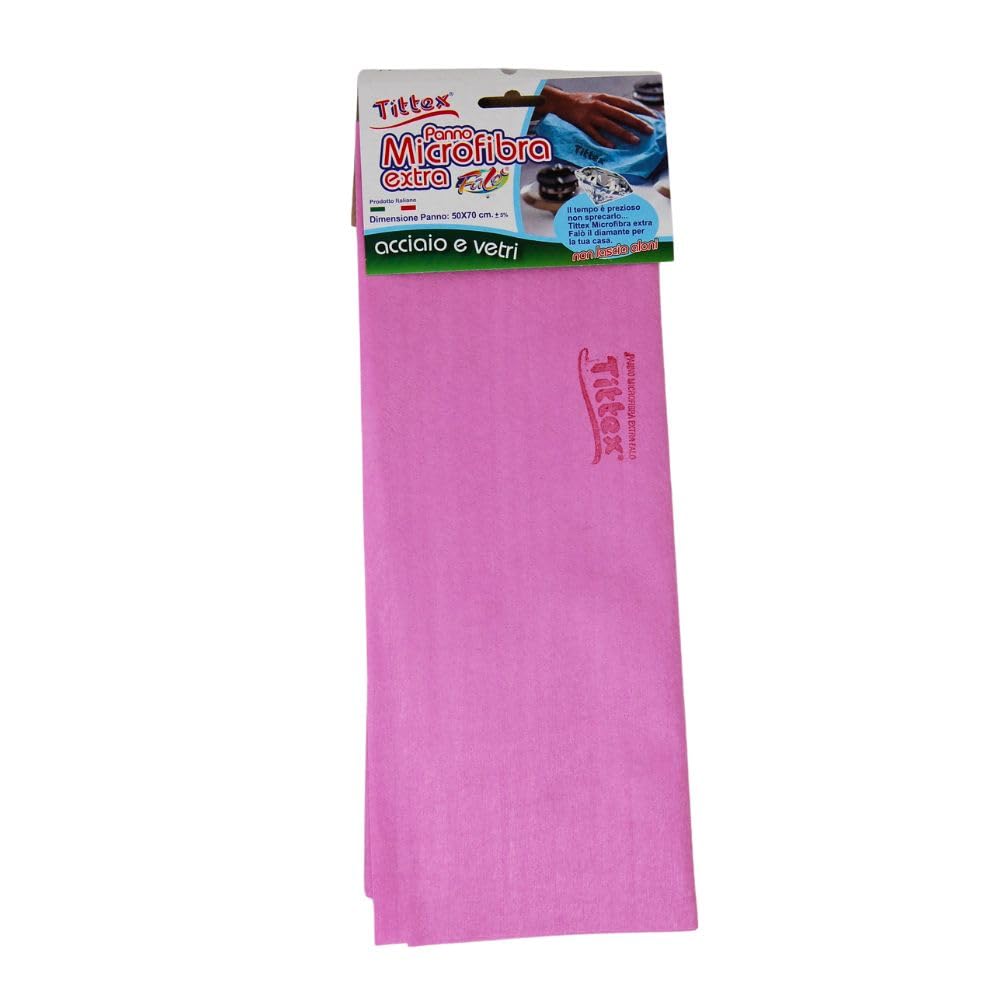 TITTEX Panno in Microfibra per Vetri e Acciaio, 50x70 cm, rosa, pulizia impeccabile senza aloni, ideali per finestre, specchi, piano cottura in acciaio, schermi Tv e PC, superfici bagno e cucina