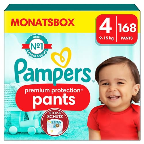 Pampers Pannolini per bambini, taglia 7 (15 kg+), protezione premium, extra large con borsa di protezione e blocco, confezione mensile, 123 pannolini