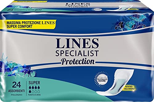 Lines Specialist Sagomato Sottile, 24 Assorbenti per Incontinenza Uomo e Donna