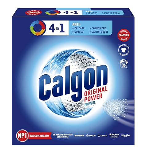 Calgon Power Polvere Anticalcare Lavatrice 4 in 1, 6 Confezioni da 1800g di Anticalcare per Lavatrici, Additivo Lavatrice per una Protezione da Calcare, Sporco e Cattivi Odori