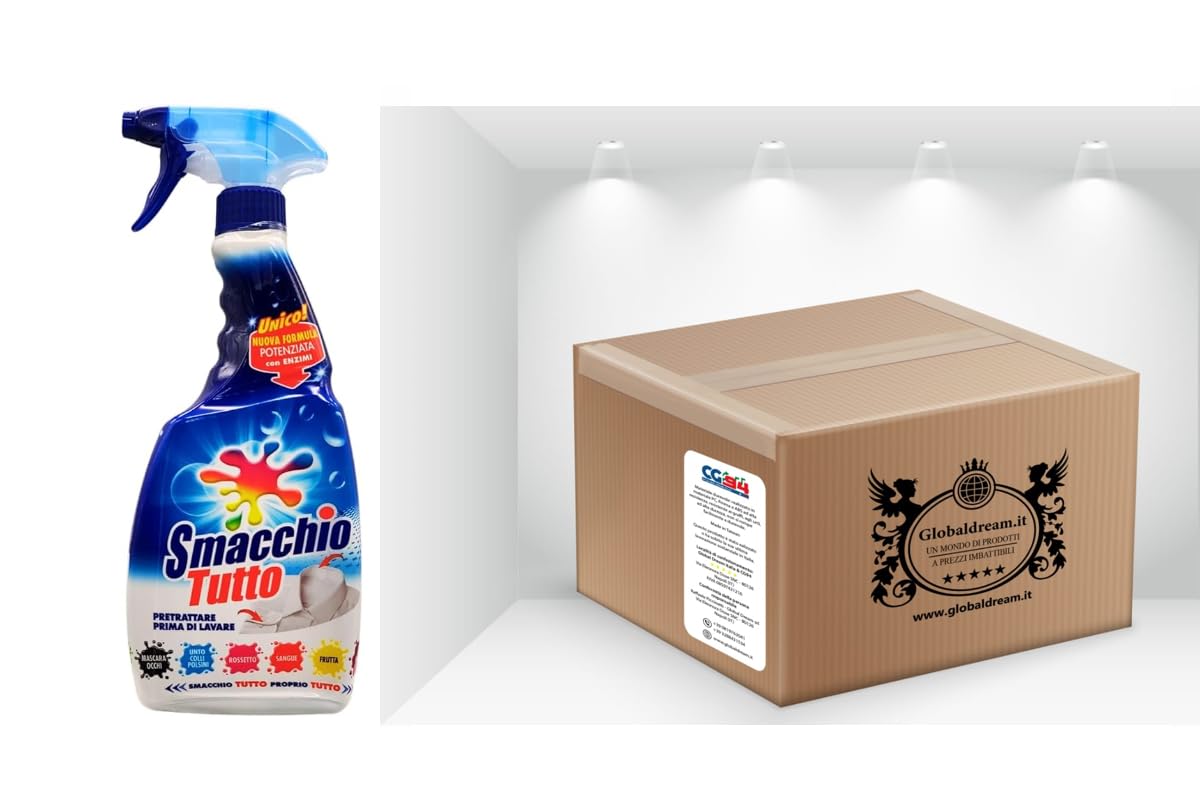 CG94 - Smacchio Tutto Spray, Efficace su Tutte le Macchie, Indicato per Eliminare dai Tessuti Macchie Difficili, da Usare Prima del Lavaggio, Formato da 500ml Box da (8-4-2, Unità) (Confezione da 8)