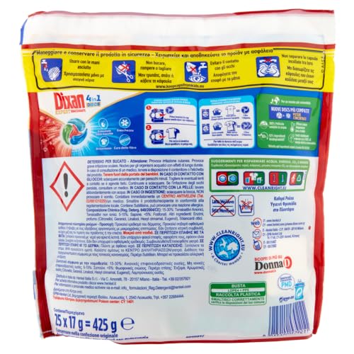 Dixan DISCS 4in1 Expert Smacchiante Detersivo Lavatrice (29 Lavaggi), Capsule lavatrice per una pulizia profonda del bucato e freschezza igienica per la lavatrice, Rimuove le macchie da 20°C.