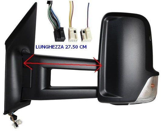 CG94 RETROVISORE ELETT. Termico C/Fan. Braccio Extra Lungo Sinistra [Lato Guida] per Auto: Sprinter - Calotta Nera - 3 CONNETTORI 9PIN - Sistema BLIS