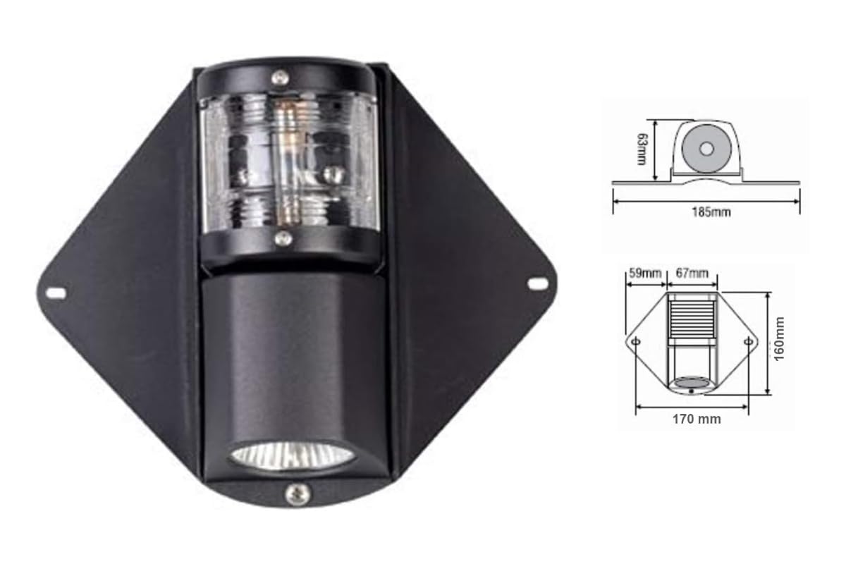 CG94 - FANALE Combinato Testa D'ALBERO Montaggio Universale Accessori FANALI Nautica