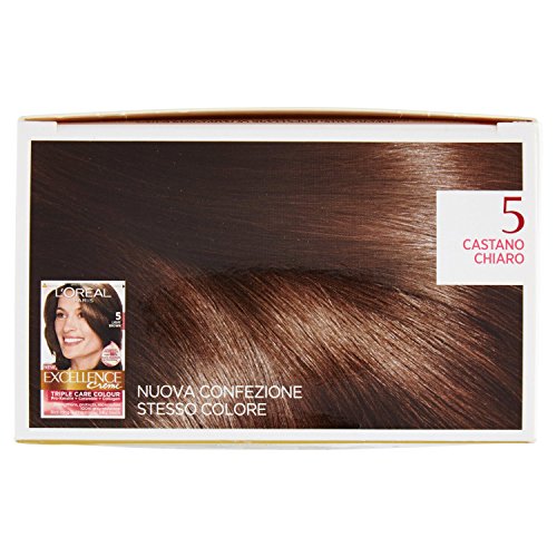 l'Oréal Paris Excellence Crema Colorante Triplo Trattamento Avanzato, 5 Castano Chiaro - 1 Pacco