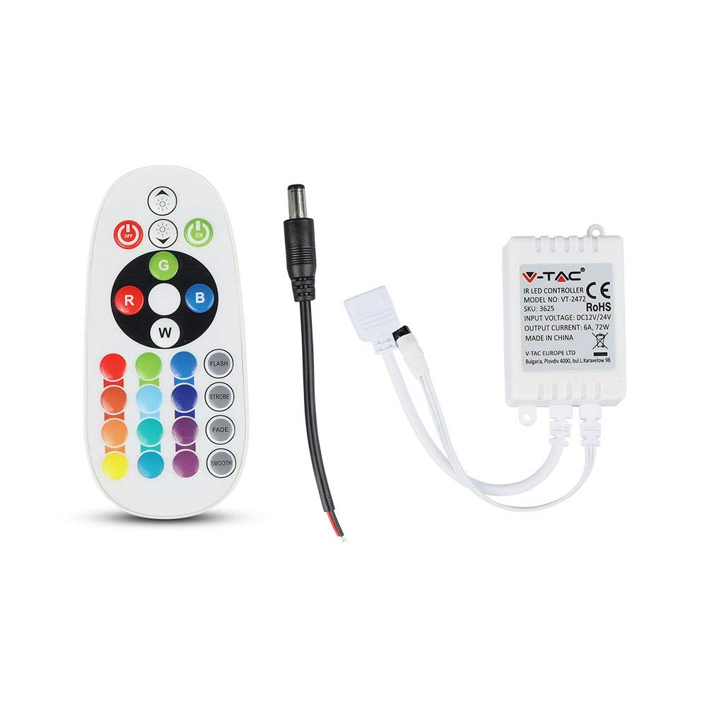 Controller Infrarosso Ir Striscia LED Rgb con Telecomando 24 Tasti