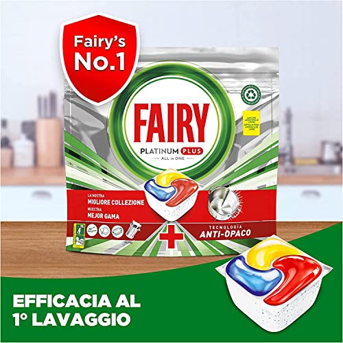 Fairy Platinum Detersivo Pastiglie Lavastoviglie Plus, Brillantante, 38 Capsule Lavastoviglie, Limone, Tecnologia Pulizia Profonda Con Azione Brillantante, Contro Il Grasso/Incrostazioni Ostinate