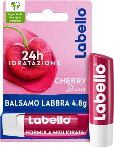 Labello Blackberry Shine Burrocacao Labbra 4.8 g, Balsamo Labbra Colorato All'Aroma Di More, Lip Balm Idratante 24H Con Ingredienti Naturali E Pigmenti Colorati