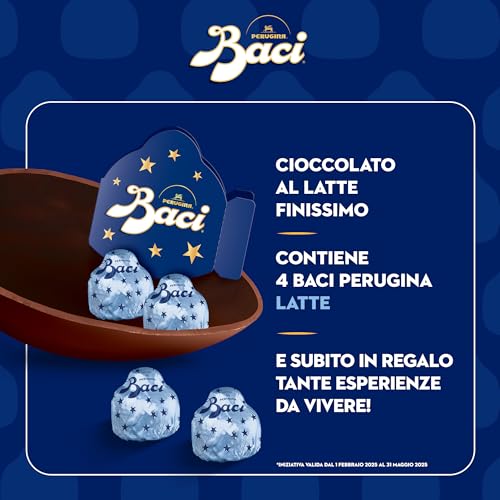 BACI PERUGINA Uovo di Pasqua 2025 Cioccolato al Latte con Sorpresa e 4 Cioccolatini 265g