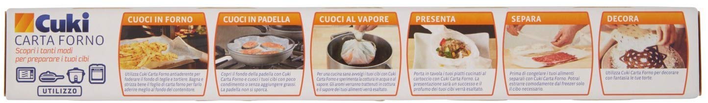 Cuki - Carta Forno, Facile da Estrarre, Pretagliati per Adattarsi alle Teglie - 10 confezioni da 25 fogli [250 fogli]
