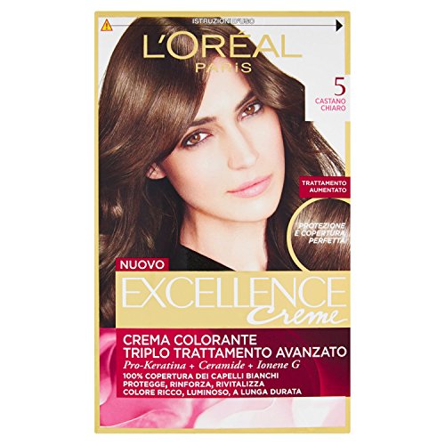 l'Oréal Paris Excellence Crema Colorante Triplo Trattamento Avanzato, 5 Castano Chiaro - 1 Pacco