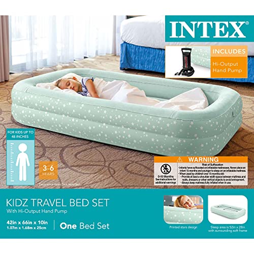Intex Inflatable Kidz Travel Bed Set: Includes Hand Pump and Carry Bag – Removable Mattress