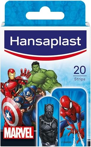 Hansaplast Cerotti MARVEL - Spider-Man, Capitan America e Hulk per Bambini - Delicati Sulla Pelle e Facili Da Rimuovere - 20 Pezzi Assortiti