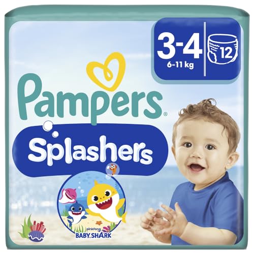Pampers Splashers - Swim Pants monouso - Taglia 3/4, 96 pannolini (Confezione da 8 x 12 pannolini)