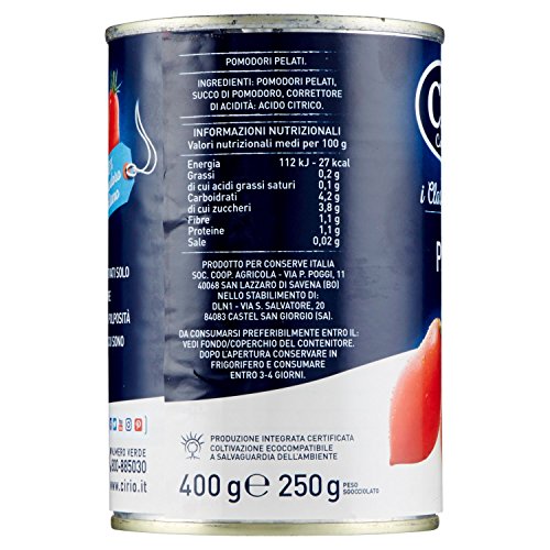 Cirio - Pomodori Pelati, senza Glutine - 8 pezzi da 400 g [3200 g]