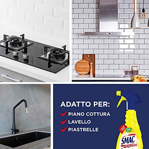 Smac Express Sgrassatore Cucina al Limone, Detergente Spray Multisuperficie con Azione Sgrassante, 650 ml x 12 Pezzi