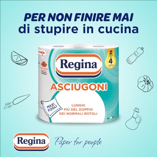 Regina Asciugoni Carta Cucina, Rotoli a 2 veli, 100 strappi per rotolo