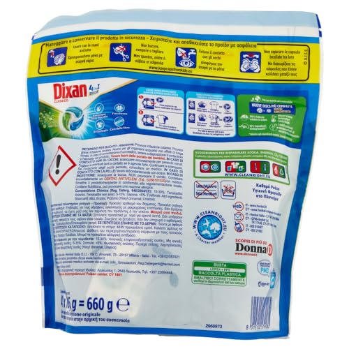 Dixan DISCS 4in1 Classico Detersivo Lavatrice (40 Lavaggi), Capsule lavatrice per una pulizia profonda del bucato e freschezza igienica per la lavatrice, Rimuove le macchie da 20°C