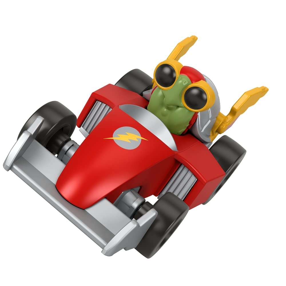 Fisher-Price - Veicoli supereroi in metallo pressofuso ispirati al film DC League of Superpets - Merton la tartaruga in auto da corsa rossa