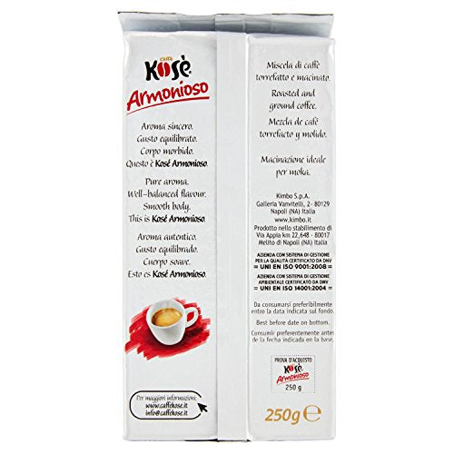 Kosè - Caffè Armonioso, Miscela di caffè torrefatto e macinato - 10 pezzi da 250 g [2500 g]