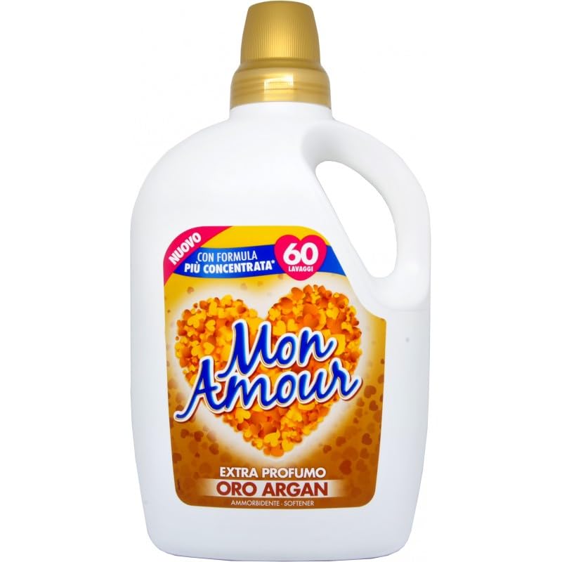 4x Felce Azzurra Mon Amour Ammorbidente Oro Argan - Profumo Inconfondibile, Capi Morbidi - 60 Lavaggi - 3Lt