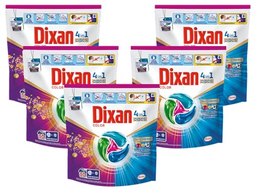 Dixan DISCS 4in1 Color Detersivo Lavatrice (50 Lavaggi), Capsule lavatrice per colori vivaci, pulizia profonda del bucato e freschezza igienica per la lavatrice, Rimuove le macchie da 20°C