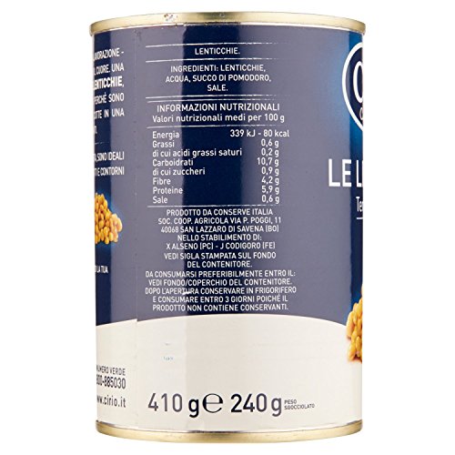 Cirio - Lenticchie, Tenere e invitanti - 12 pezzi da 410 g [4920 g]