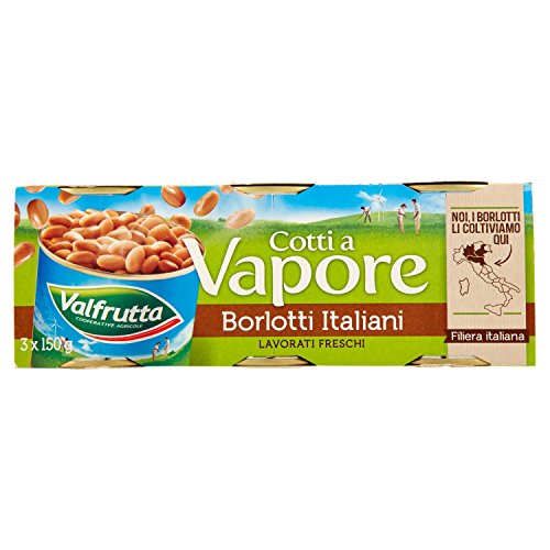 Valfrutta - Borlotti, Cotti A Vapore - 4 confezioni da 3 pezzi da 150 g [12 pezzi, 1800 g]