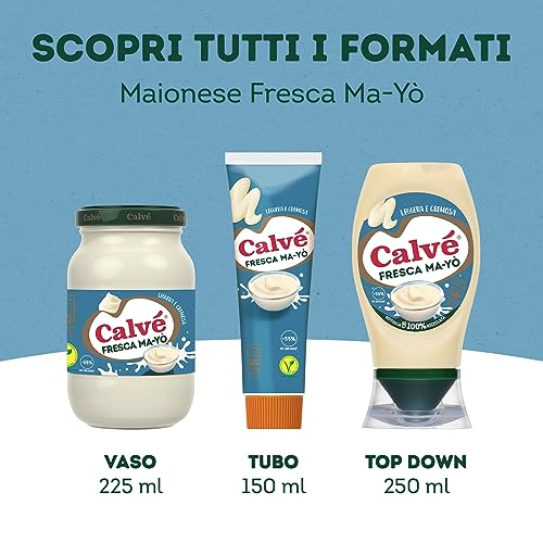 Calvé Maionese Fresca Ma-Yò, Maionese con Yogurt Magro e il 55% in Meno di Grassi*, Ideale per Insalate di Riso, Patate Fredde e Insalatone, Senza Conservanti, Vegetariano