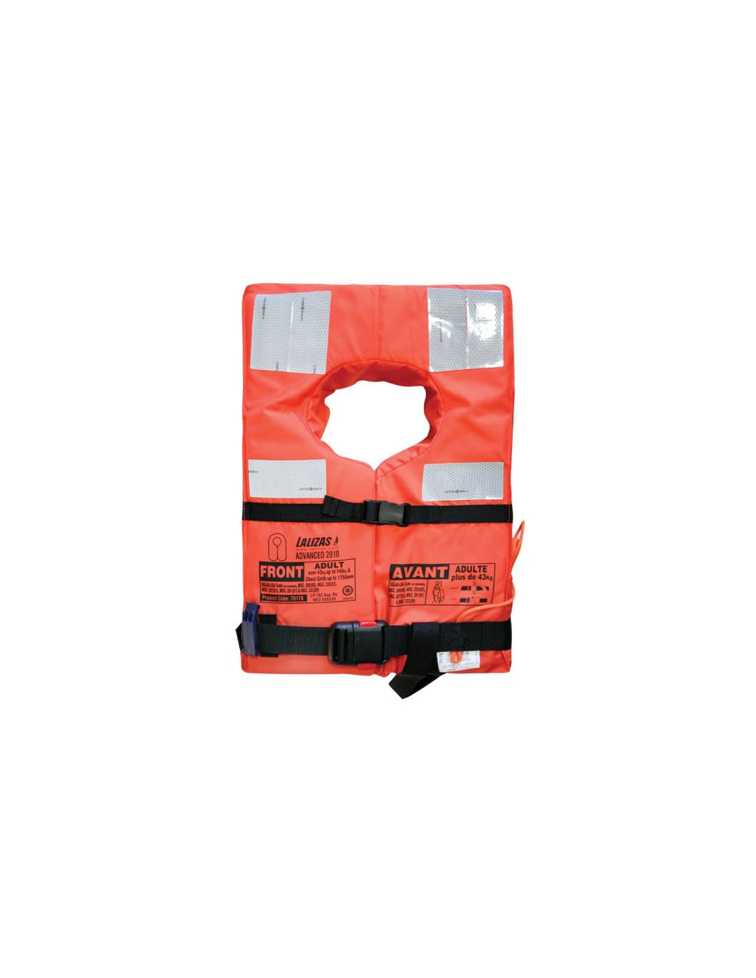 Lalizas Advance 2010 Gilet Unisex Adulto, Arancione, 43 kg