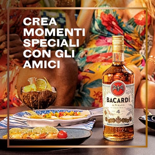 BACARDÍ Anejo 4 Year Old Premium Caribbean Rum, Vol. 40%, 70 cl / 700 ml, pregiato rum invecchiato 4 anni in botti di rovere sotto al sole dei Caraibi