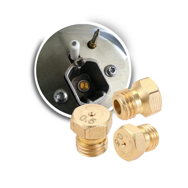CG94 5 Ugelli Universali 6MB GPL per Bombole, Cucine a Gas | Misure (Piccolo 0,50-2x Medio 0,70 - Grande 0,90 - Forno 0,95) CG143