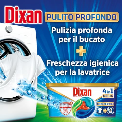 Dixan Discs Igiene, Detersivo Lavatrice in Capsule, Confezione da 5 x 30 lavaggi