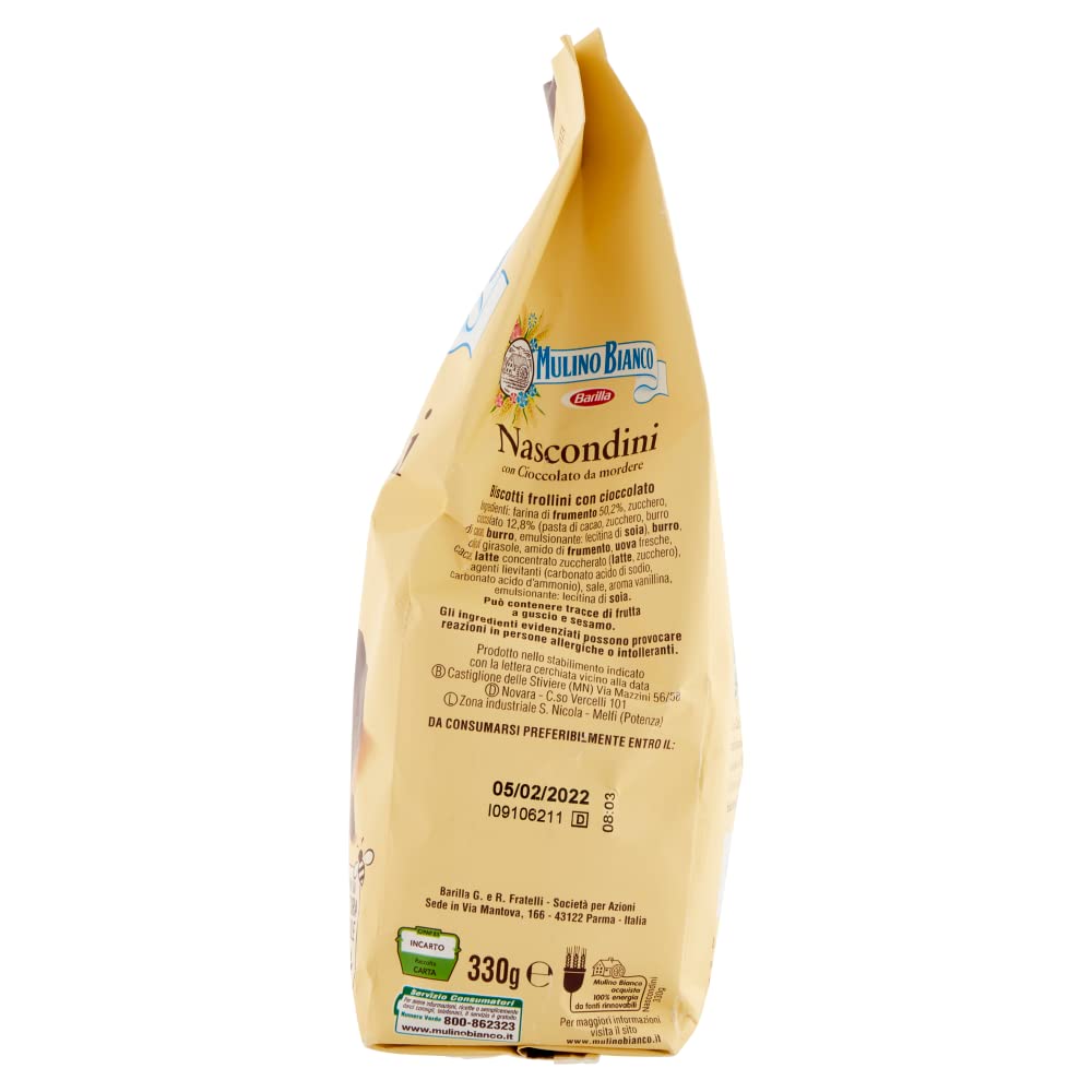 6 X Mulino Bianco Biscotti Nascondini con cioccolato 330 g biscotti