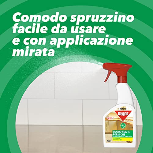 Baygon Scarafaggi e Formiche Trigger Insetticida, Azione rapida ed effetto barriera 1 mese, 1 Trigger da 500 ml