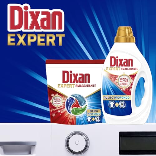 Dixan Liquido Expert Smacchiante Detersivo Lavatrice (17 Lavaggi), Detersivo liquido lavatrice per una pulizia profonda del bucato e freschezza igienica per la lavatrice, Rimuove le macchie da 20°C.