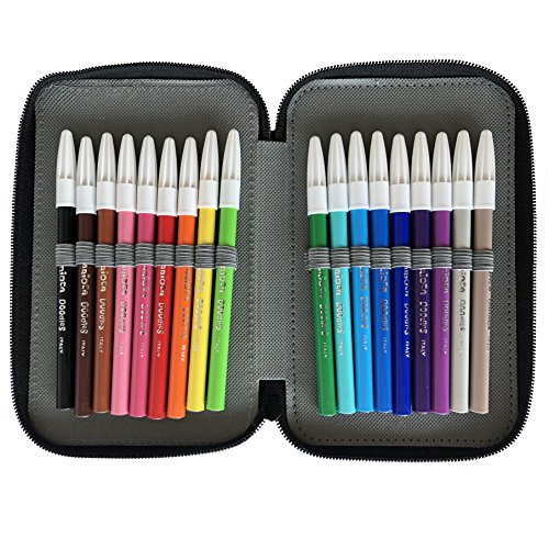 ASTUCCIO 3 ZIP - CARIOCA - attrezzato con penne, matite, pennarelli