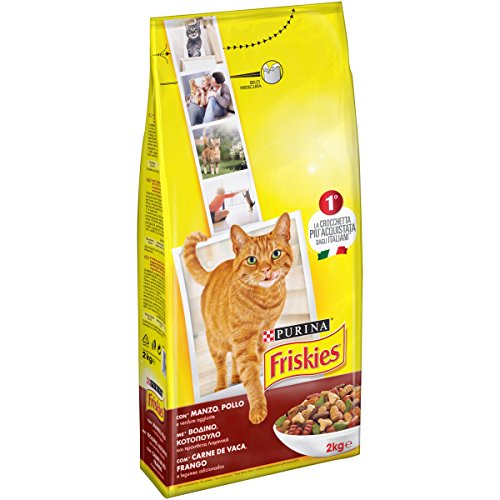 Friskies Gatto Crocchette Adult con Manzo, Pollo e Verdure Aggiunte - 2 kg