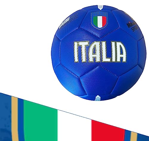 Mikado Sport Pallone da Calcio Modello Italia. Blu. Palla Realizzata in HF PVC. Adulti Ragazzi e Bambini
