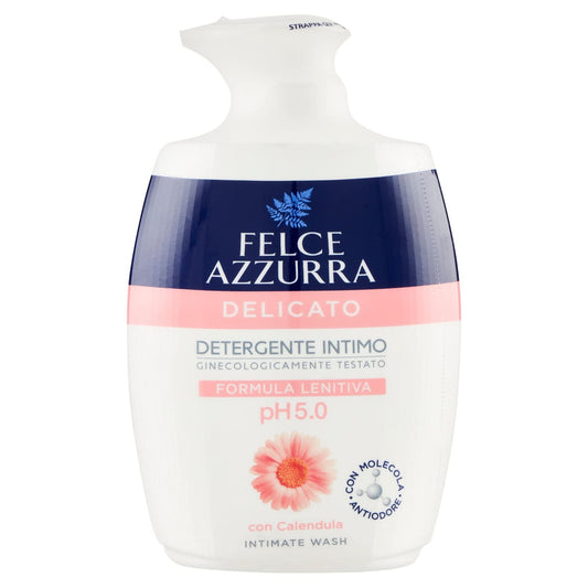 Felce Azzurra - Detergente Intimo Lenitivo per Igiene Intima Quotidiana Ph5.0, Sapone Intimo Delicato Antiodore Ideale in Menopausa e Secchezza, Ginecologicamente Testato Dona Freschezza a Lungo 250ml